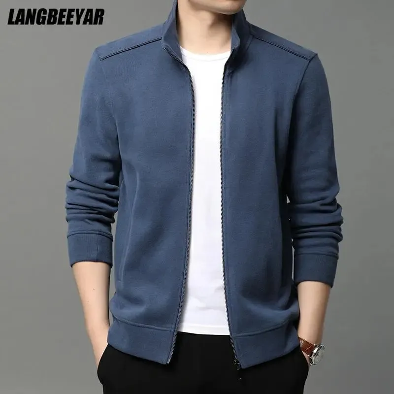 Men's Jackets Brand Casual Fashion Stand Collar Plain Stylish Autumn Winter Jacket Zip Up Classic Breathable Coats Trendy Men's Clothing 231011