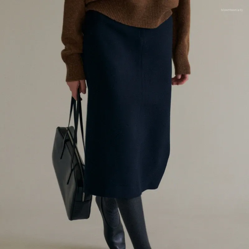 Юбки, осень-зима 2023, женское прямое платье-миди с высокой талией, простое повседневное женское платье средней длины Jupe, офисная одежда