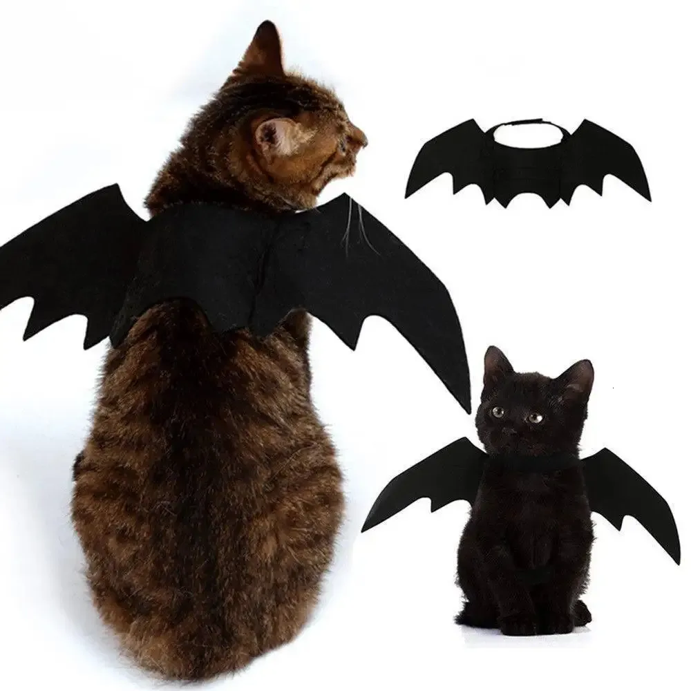 Cat Costumes 3st Pet Cat Costumes Bat Wings Black Fancy Dress Up Pet Dog Cat Halloween Costume Gift 231011