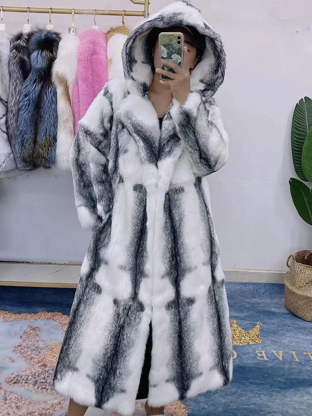 Women's Fur Faux Real Rex Rabbit Natural Coat Female Hoodies Zipper Poncho Jackets Winter Clothes Woman Fluffy Warm Fashion Big Size 231012