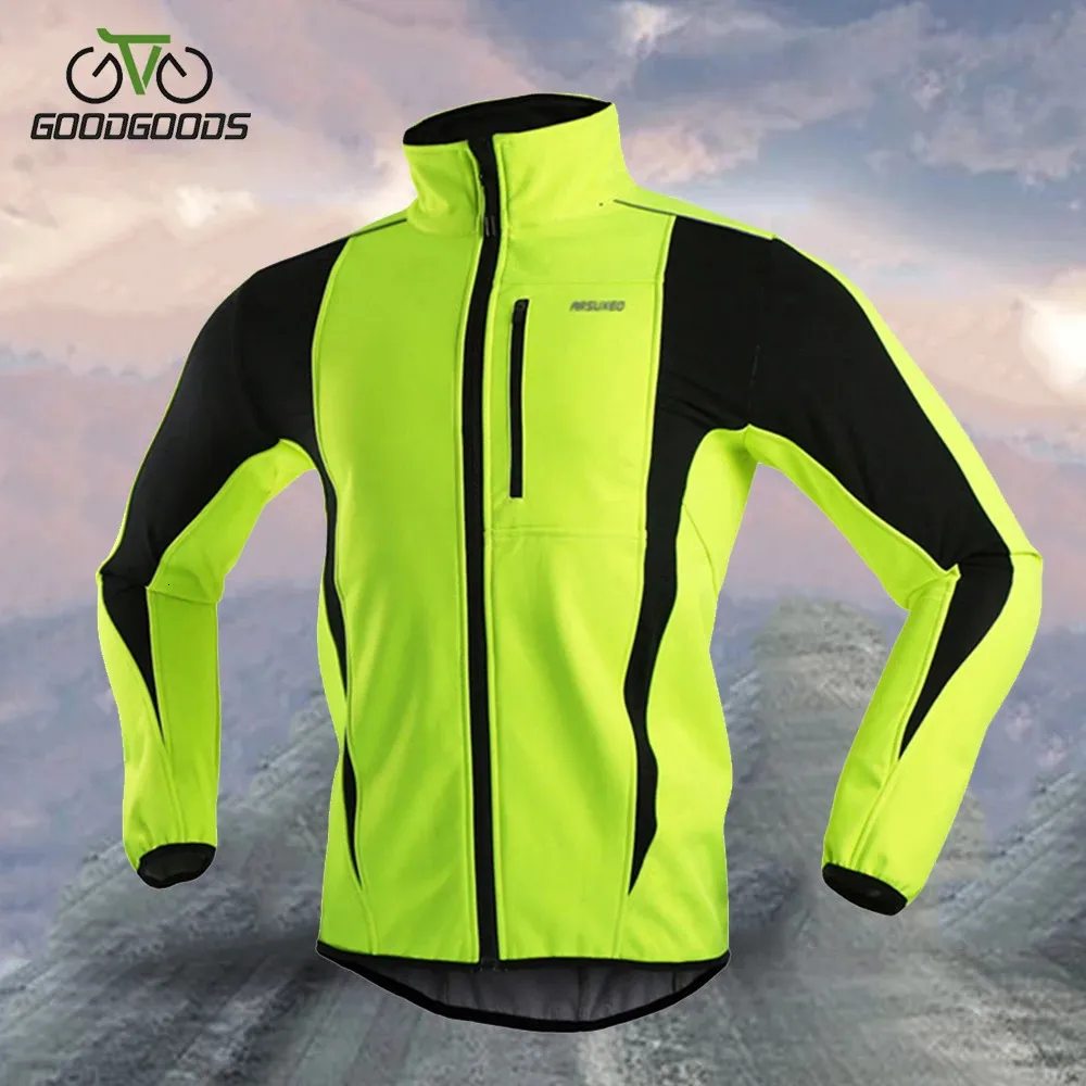Cykeljackor Män Cykling Reflective Jacket Thermal Fleece Winter Windproof Waterproof Jersey Autumn Bicycle Windbreaker MTB Bike Clothing 231012