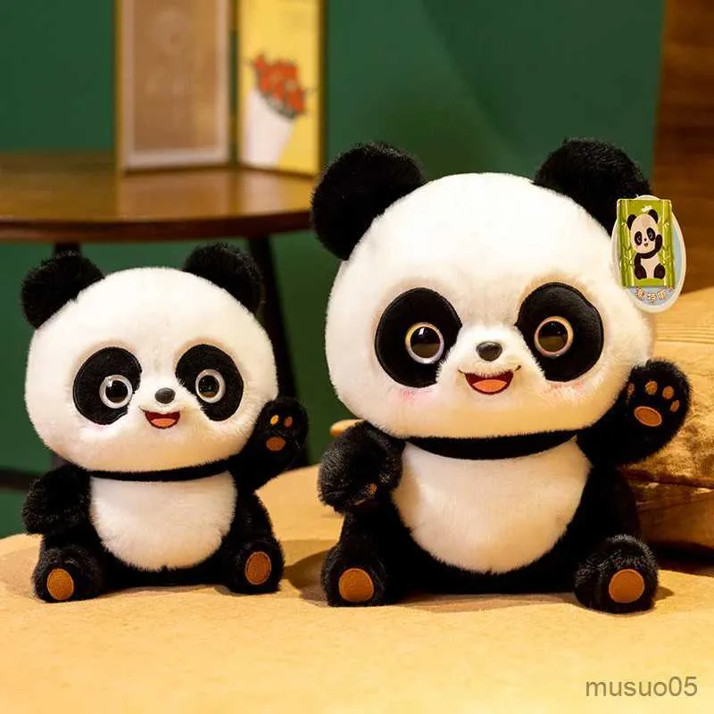 Christmas Toy Supplies 18/28cm Cuddly China Panda Doll Stuffed Sitting Zoo Animal Plush Toy Big Eyes Kids Children Birthday Gift R231012