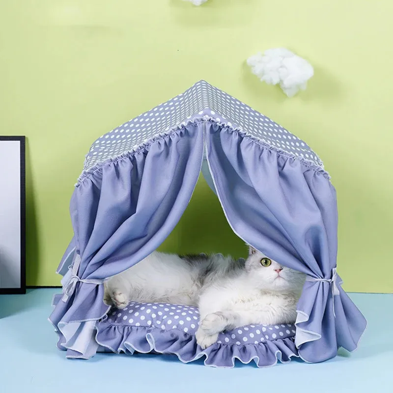 Cat Beds Furniture Cat Bed Accessories Kitten Sleeping House Pet Basket Tent Furniture Cushion Small Animals Kennels Wigwam Removable And Washable 231011