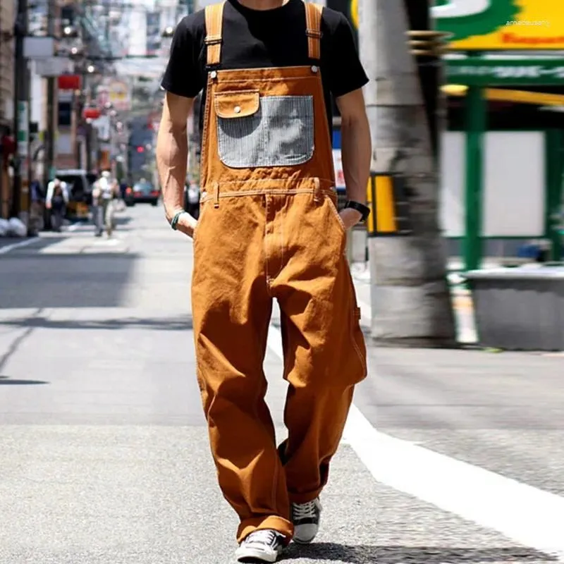 Men's Jeans Fashion Clothing Vintage Loose Wide Leg Pants Patchwork Casual And Versatile Straps 2023 Men Sleeveless Tank Romper