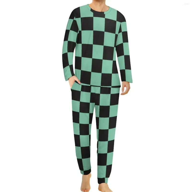 Мужская пижама с узором Танджиро, мужские мягкие весенние пижамы с длинными рукавами, комплект из 2 предметов, ночные дизайнерские пижамные комплекты, большой размер 4XL 5XL