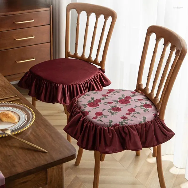 Coussins de chaise à bords volants de Style français, oreiller fin avec sangle, tabouret, vente en gros, décoration de la maison