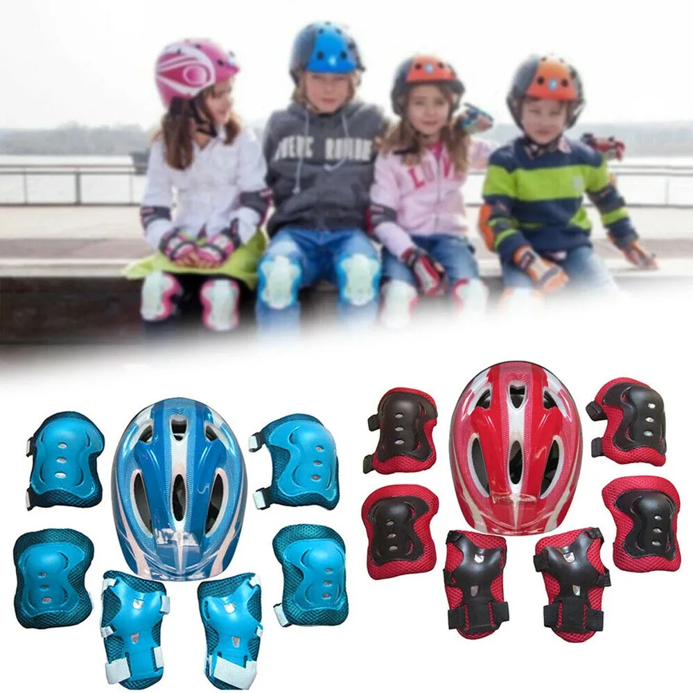 Set Protezioni 7 Pezzi Per Bambini – Ginocchiere, Gomitiere, Polsiere + Casco Fiamme, Regolabile