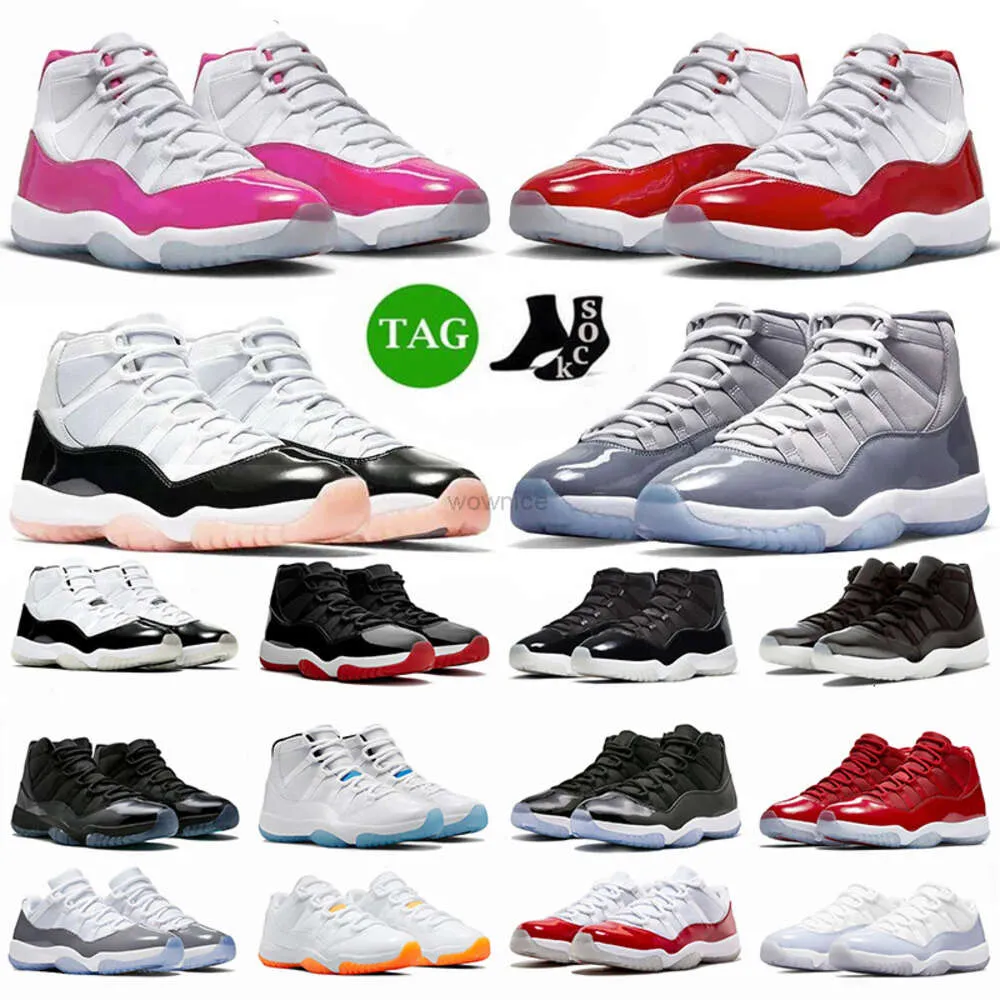 Jumpman 11s Cherry Basketball Shoes Men Women 11 DMP Pink Neapolitan Cement Grey Midnight Navy Cool Grey 25th Anniversary 72-10 Low Bred Mens Trainers Sport Sneakers