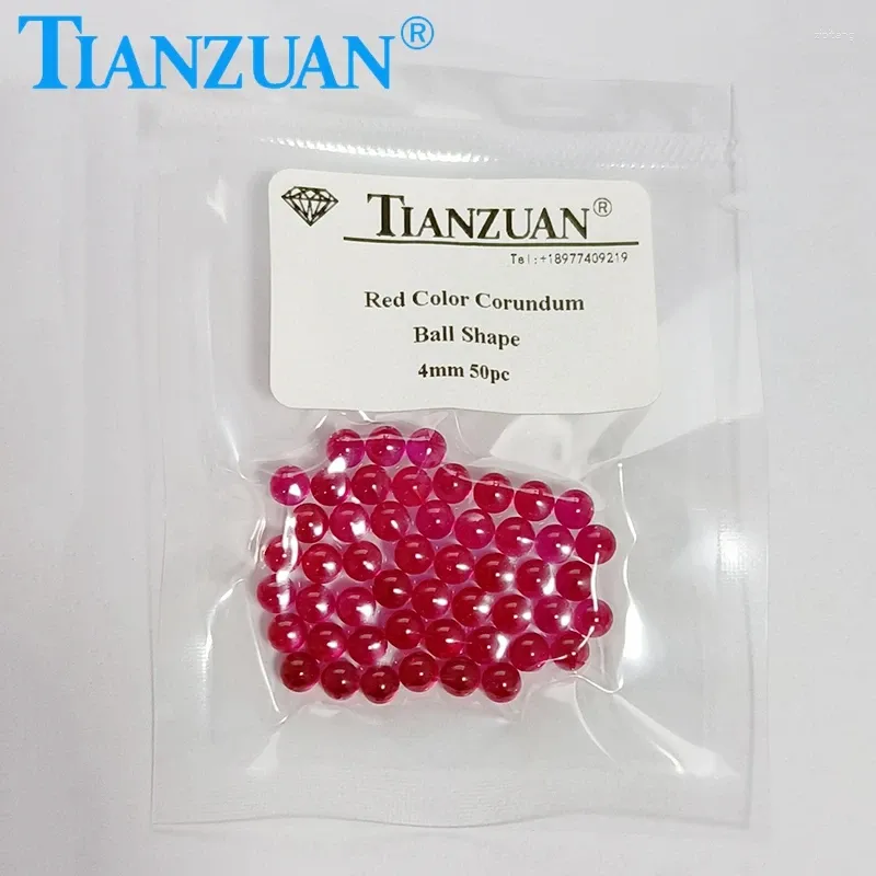 느슨한 보석 2mm ~ 6mm 합성 Corundum Ruby Red Color Ball Sphere Shape Stone Beads Hole없이