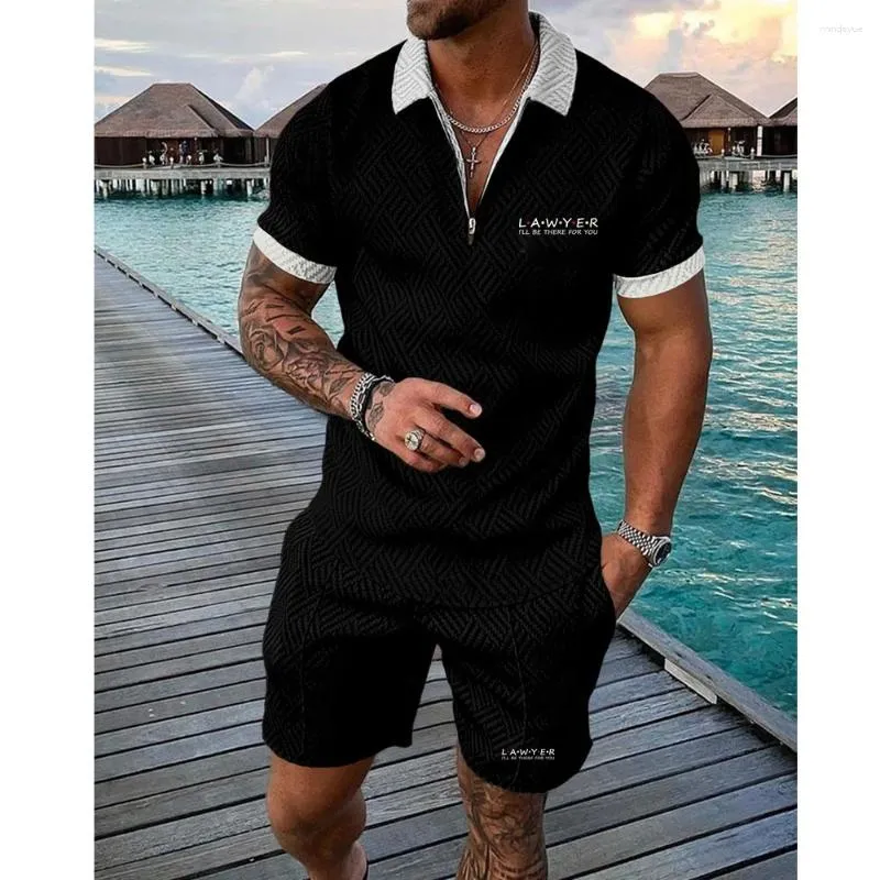 Men's Tracksuits Polo Tracksuit Shorts Sets For Man Clothing Fashion Creative Design Short Sleeve O-neck Tshirt Lawyer I'll Be There