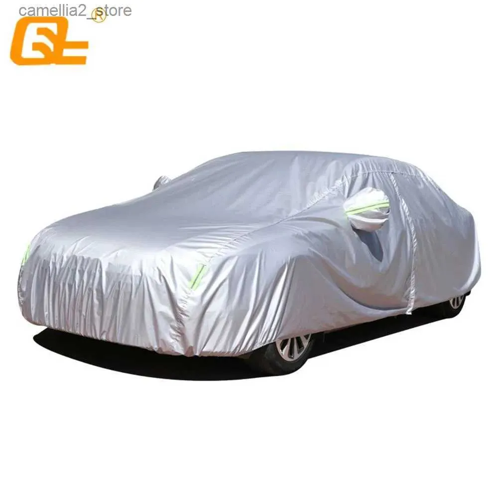 자동차 덮개 190t 방수 풀 차 커버 먼지 비가 내장 옥외 태양 UV 보호 범용 핏 SUV 세단 해치백 Q231012