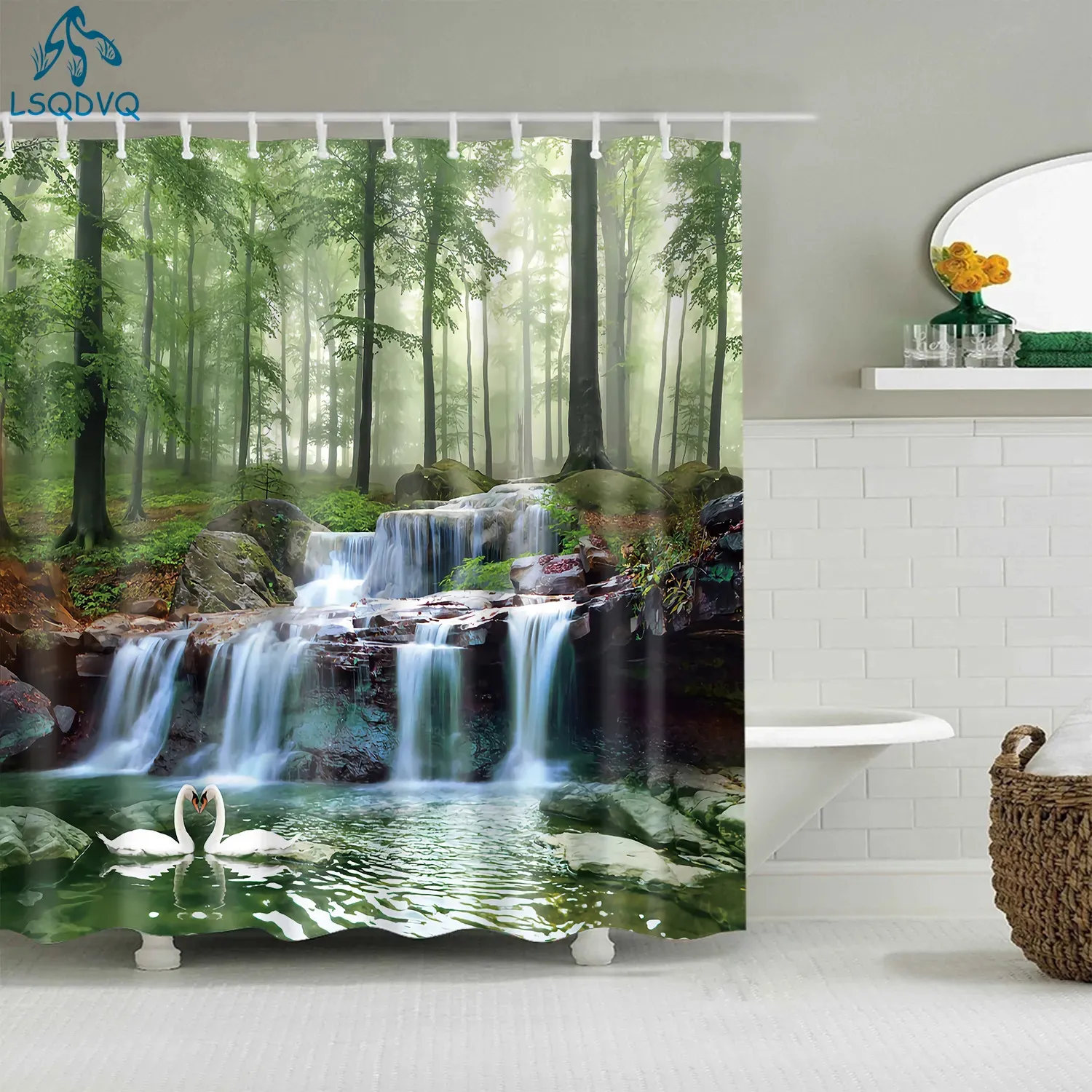 Waterproof Classical Wooden Door Platform Bouclair Shower Curtains With