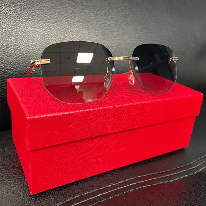 Modische Farbverlauf-Quadrat-Kreis-Brille, Sonnenbrille, Metall + PC mit Box