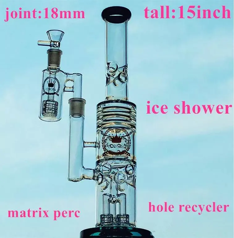 15inhces Pink purple Bong Hookah 18mm Male Glass Bong Bowl with Thick Bowls Water Pipes for Dab Rigs