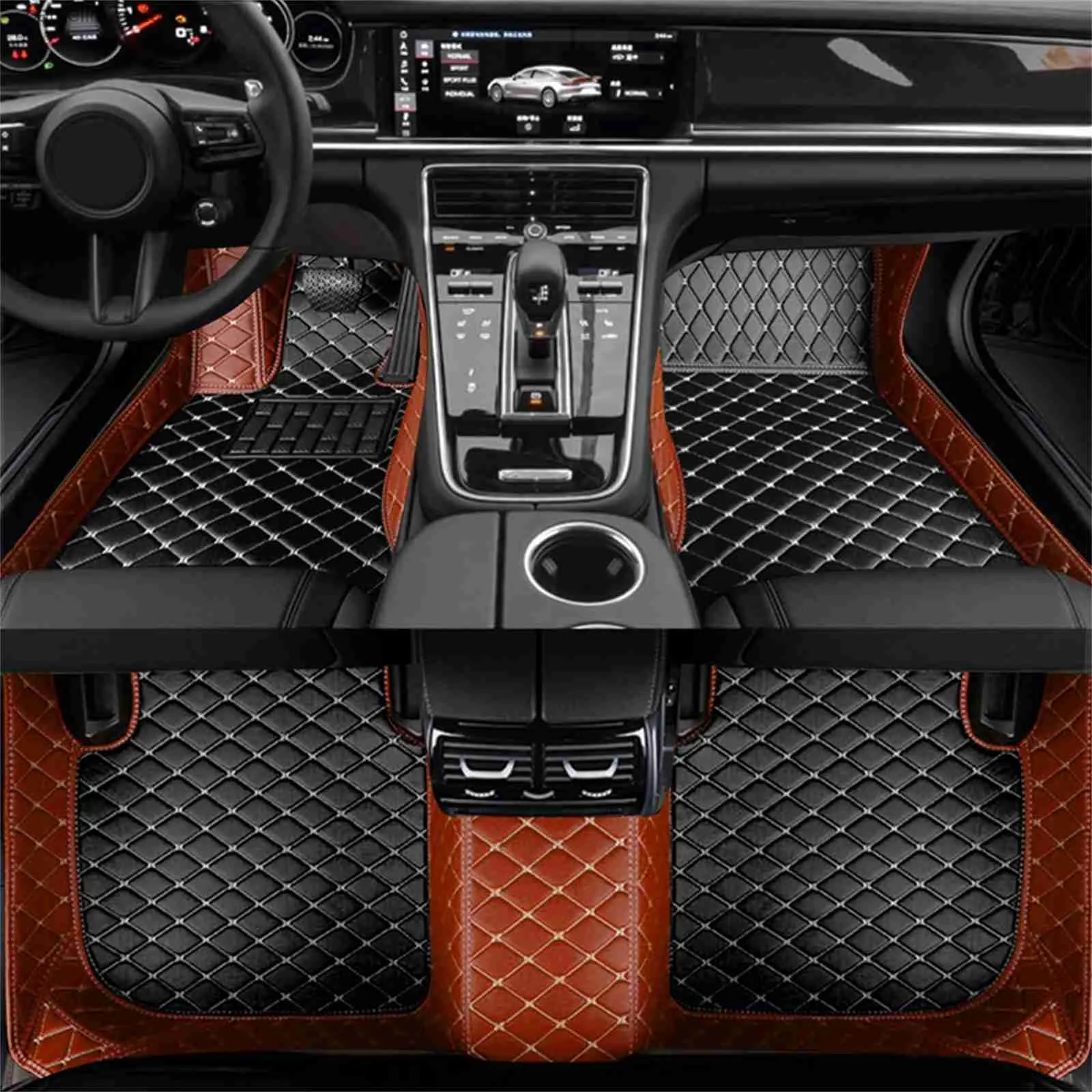 Tapis de sol en cuir artificiel sur mesure pour Audi A6 Avant 4G5 4GD C7 A6 Allroad 4GH 4GJ 2007-2018 Détails intérieurs Q231012