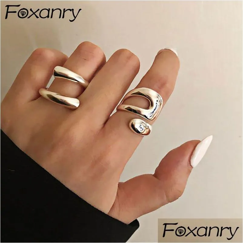 Foxanry Minimalist Rings For Women Fashion Creative Hollow Irregar Geometric Birthday Party Jewelry Dhgarden Otjtt