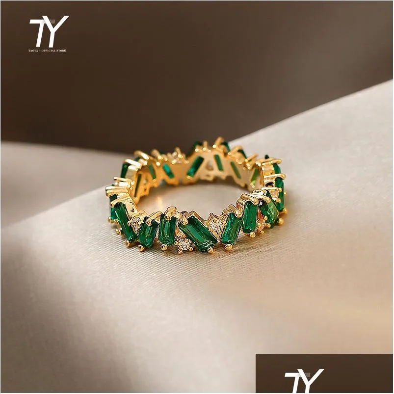 Luxury Green Crystal Irregar Gold Rings For Woman 2021 Neo Gothic Jewelry High Level Set Accessories Korean Fashion Dhgarden Otizy