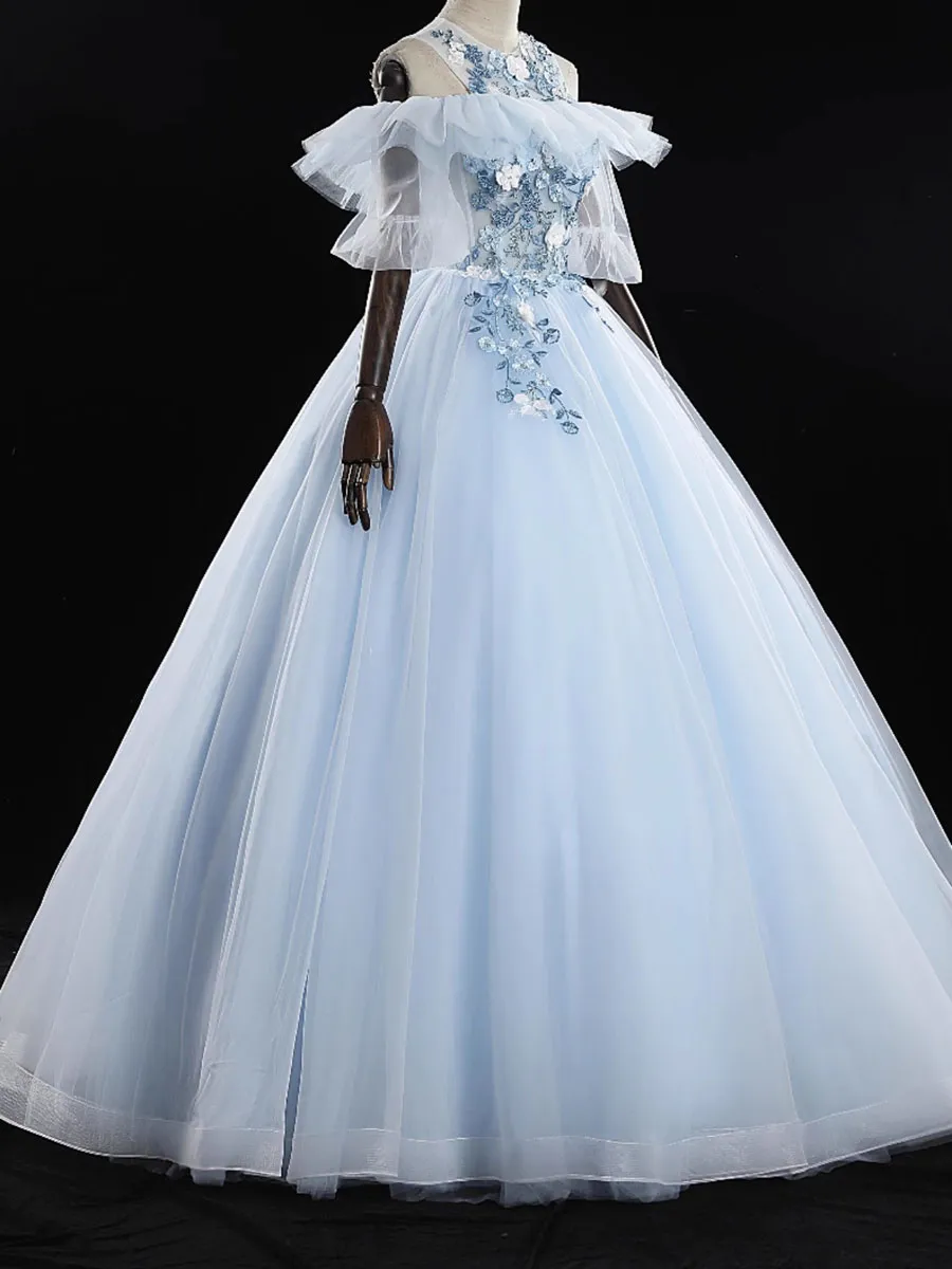 Fairy Light Sky Blue Ball Gown Prom Dress with Lace-Up Back and Floral Applique from Dhgate Prom Dresses - price 177.62 Fairy Light Sky Blue Ball Gown Prom Dress with Lace-Up Back and Floral Applique from Dhgate Prom Dresses - price 177.62