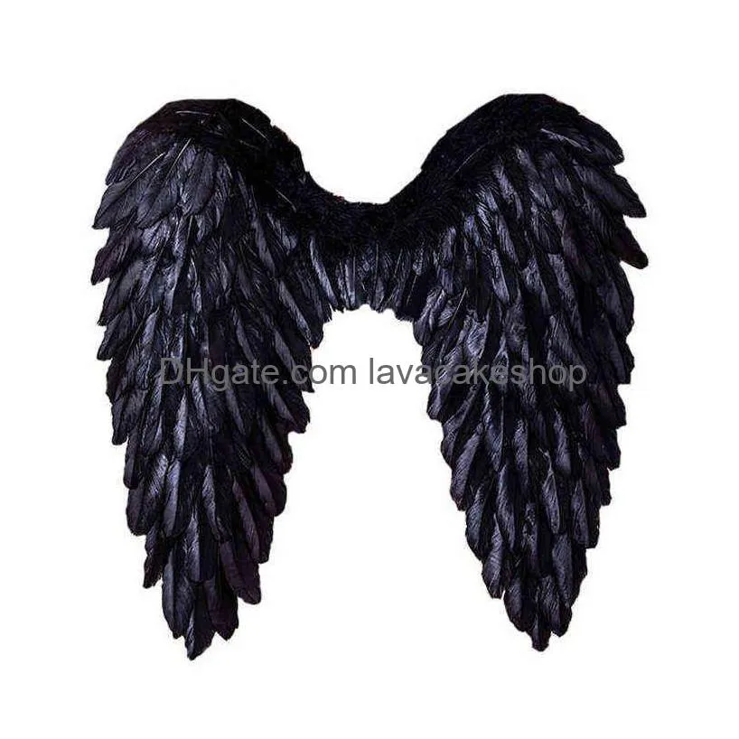 Party Decoration Angel Feather Wings Halloween Christmas Props Stage Performance Show Scene Layout Black Red White Y220610 Drop Deli Dhroe