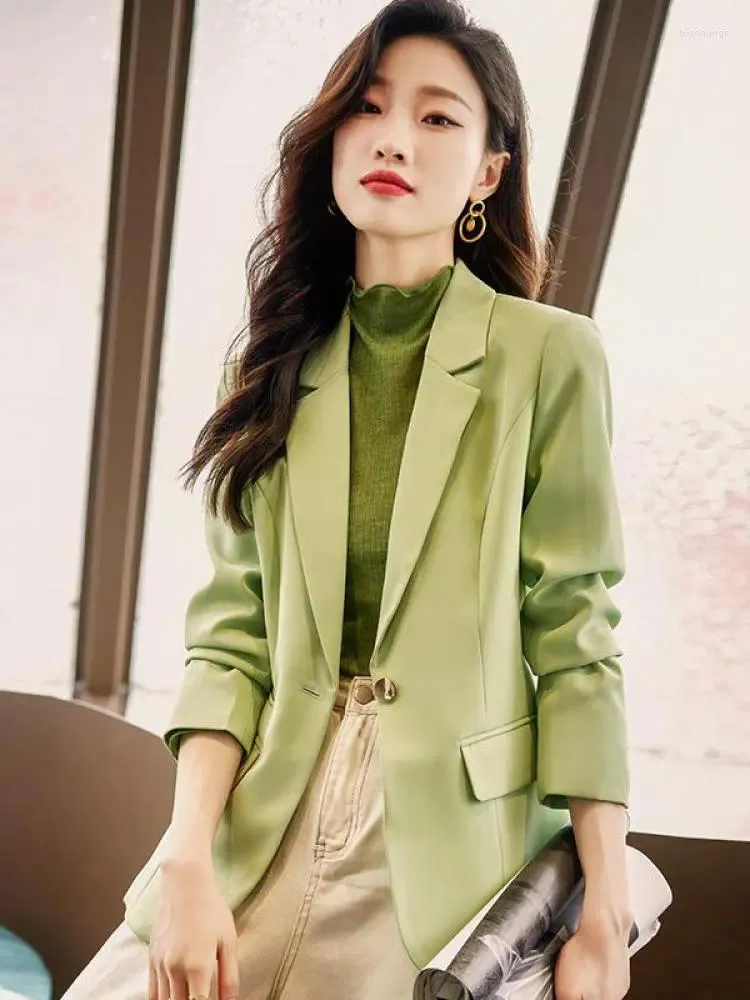 Abiti da donna 2023 Moda Blazer verde per abbigliamento donna Vintage Nero Slim Basic Giacca Cappotto Autunno Inverno Marrone Abito professionale Top
