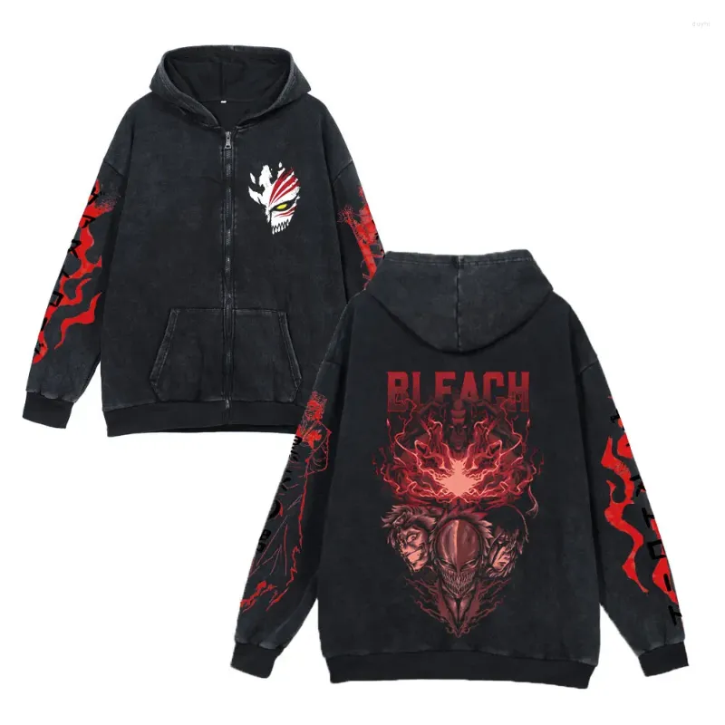 Anime Bleach Hoodie - Mens Washed Cotton Vintage Harajuku