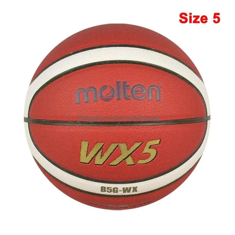 Palline Palline da basket Molten Taglia ufficiale 765 Materiale PU Donna Allenamento per partite indoor all'aperto con borsa a rete Sport all'aperto su Dhtp1