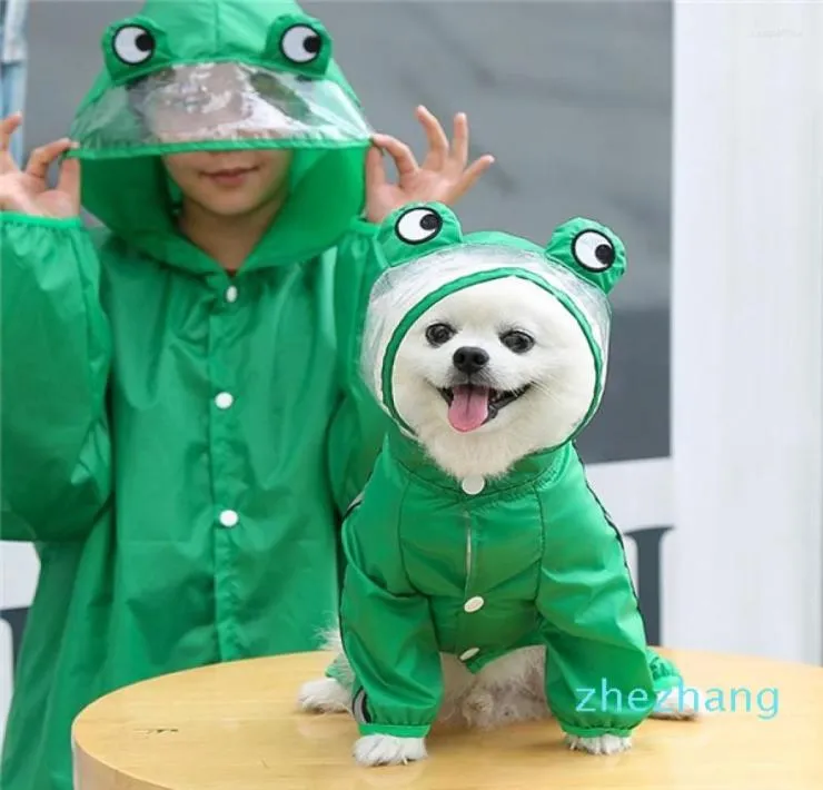 Vêtements pour chiens Mignon Grenouille Raincoat Couverture complète du corps avec chapeau Transparent Brim Veste de pluie Vêtements pour moyens grands chats Perros XXL7XL5149073