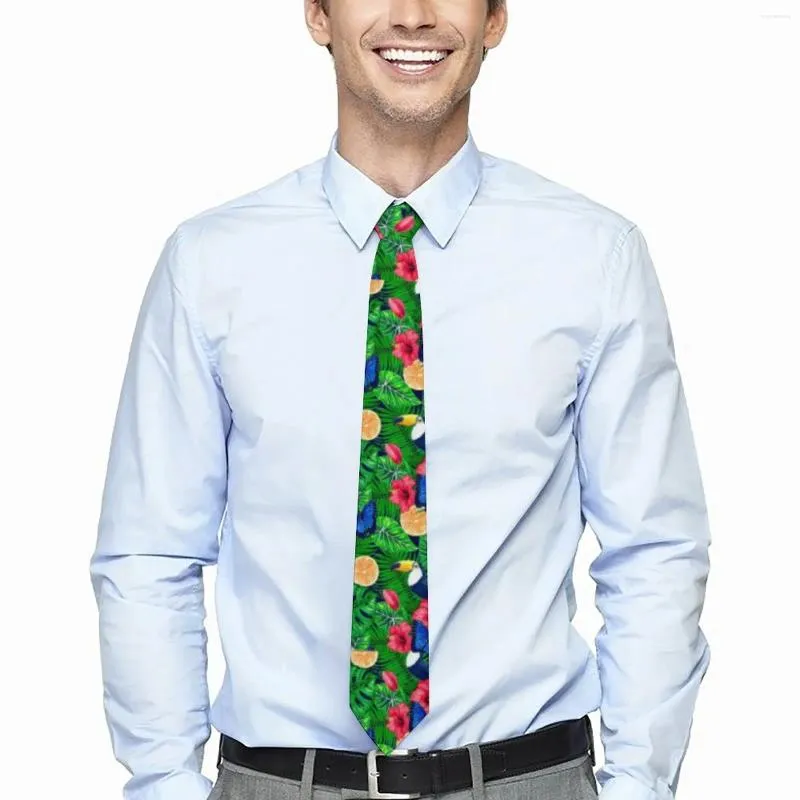 Bow Ties Leaf And Toucan Tie Tropical Garden Cosplay Party Neck Cute Funny For Men Custom DIY Collar Necktie Gift Idea