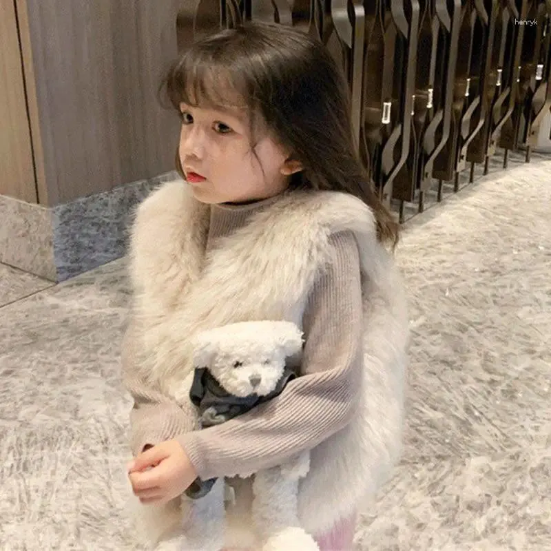 Jackets Furs Coat Children Clothing Vest Winter Thickening Baby Soild Sleeveless Pleated Versatile Girl Clothes