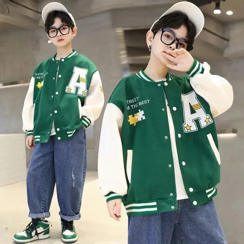 Vestes Garçons Harajuku Bomber Printemps Automne Vestes Surdimensionné Couple Baseball Unisexe Style Étudiants Uniforme Scolaire Hiphop Varsity Tenues 231012