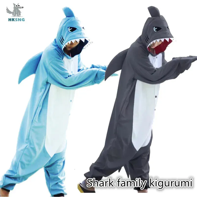 Dames nachtkleding Kigurumi Dier Unisex Volwassen Blauwe Haai Onesie Pyjama Cartoon Zacht Fleece Halloween Familiefeestkostuums Jumpsuits 231011