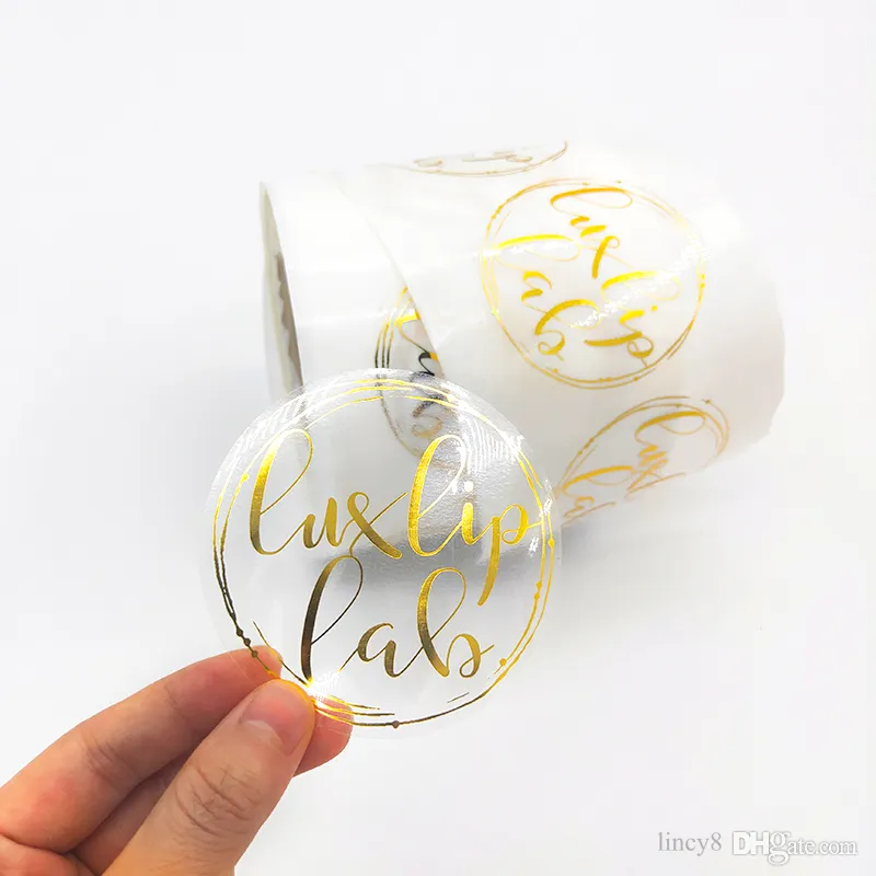 Custom Adhesive Private Cosmetic Clear Bottle Sticker Roll Transparent Hot  Stamping Gold Foil Logo Sticker Printing Labels From 0,04 €