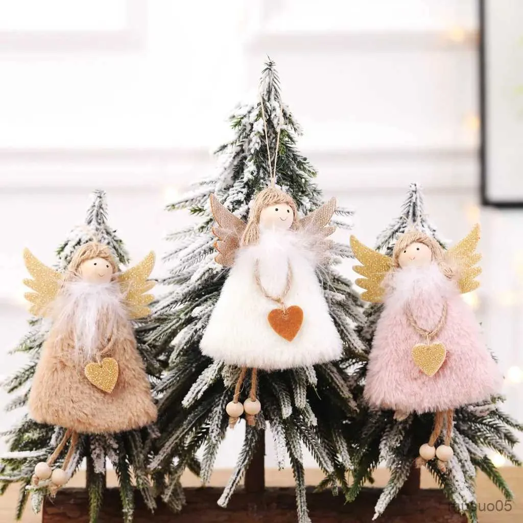 Julleksak levererar mjuk plysch Angel Girl Dolls julgran dekoration ornament leksaker hängen jul hem dekor jul dekor r231012