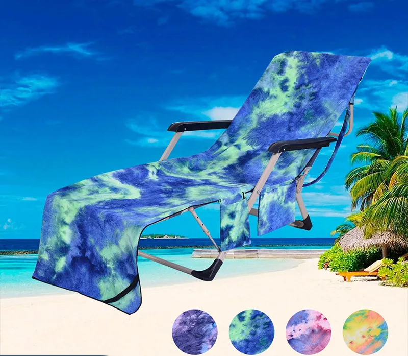 Toalha de praia de microfibra tie-dye, capa reclinável, toalhas para cadeira de praia