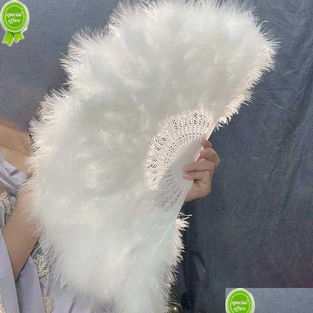 Wholesale Wedding Feather Fan Bride Handheld Non-Folding Fans Cool P O Shooting Pose Home Decoration Prop Drop Delivery