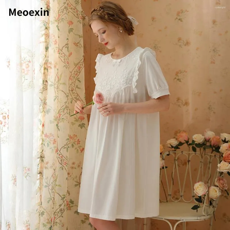 Meoxin – vêtements de nuit princesse pour femmes, manches courtes, doux, de haute qualité, coupe ample, vêtements de maison, confortables pour étudiants