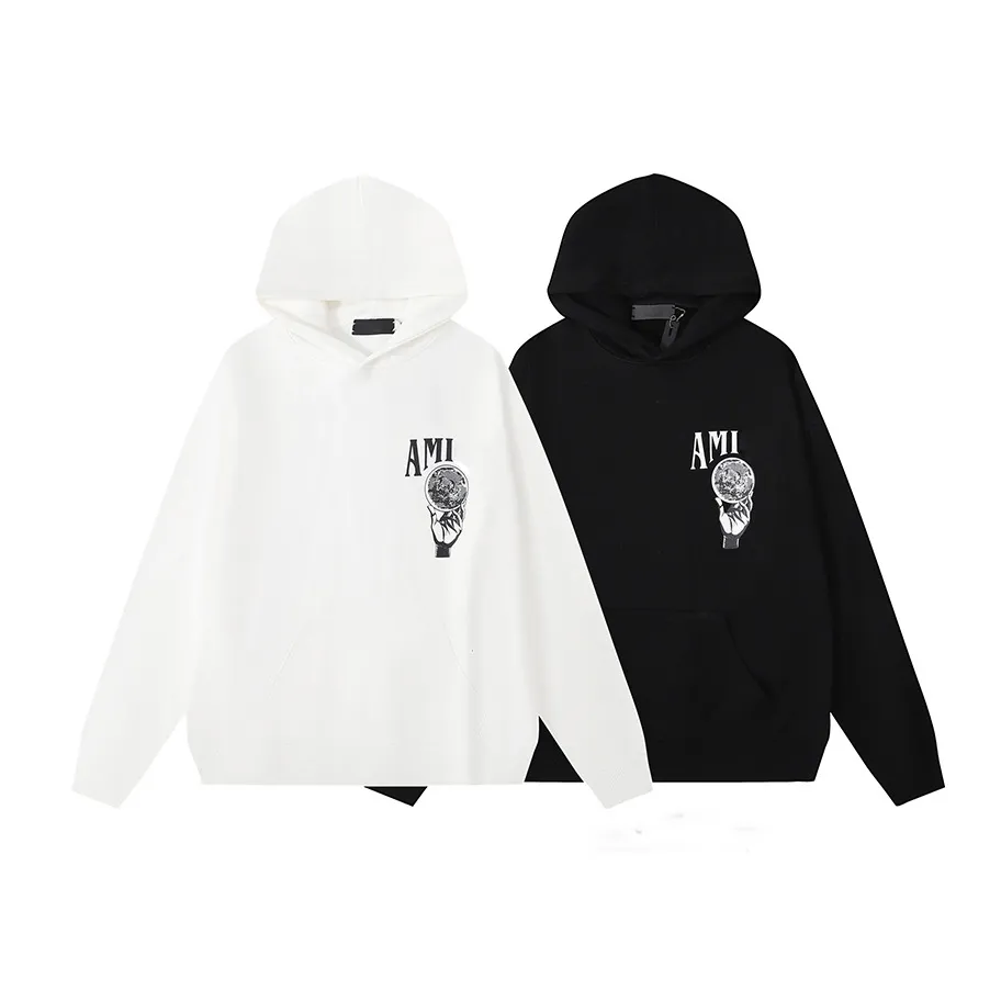 Men s Street Style Designer Hoodie Fashion Letter Print Crystal Ball Graffiti Pullover Black and White Cap Less Hoodies