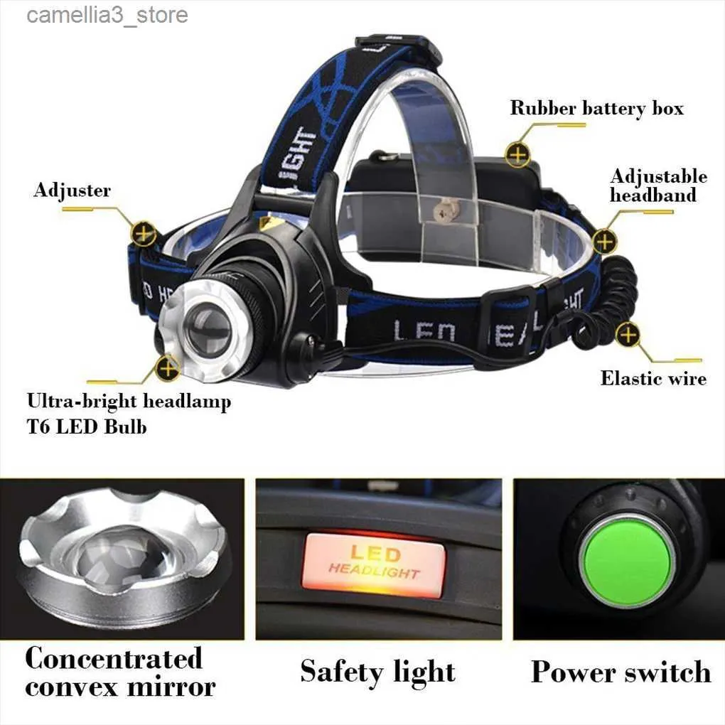 Head lamps LED Headlamp Lighting Tool Hunting Fishing Running Rechargeable Headlight Q231013