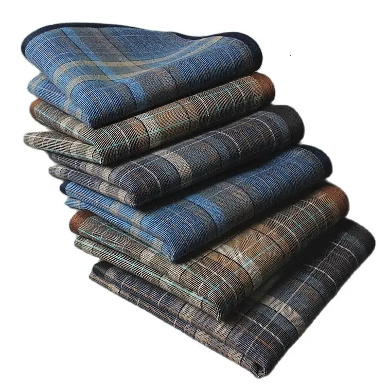 Sciarpe 12 pz/lotto Classic Vintage Plaid Stripe Fazzoletto Hanky Uomo Fazzoletti Da Taschino 100% Cotone Business Casual Asciugamano Petto 231012