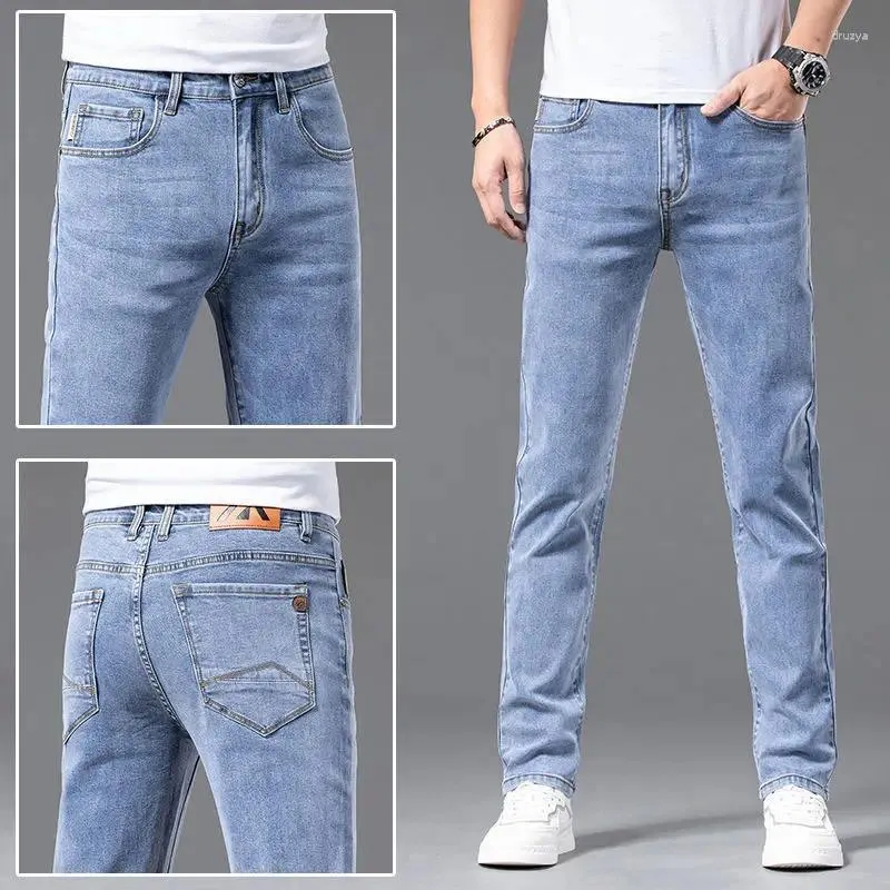 Jeans masculinos de alta qualidade moda coreana skinny para homens estilo kpop cowboy clássico