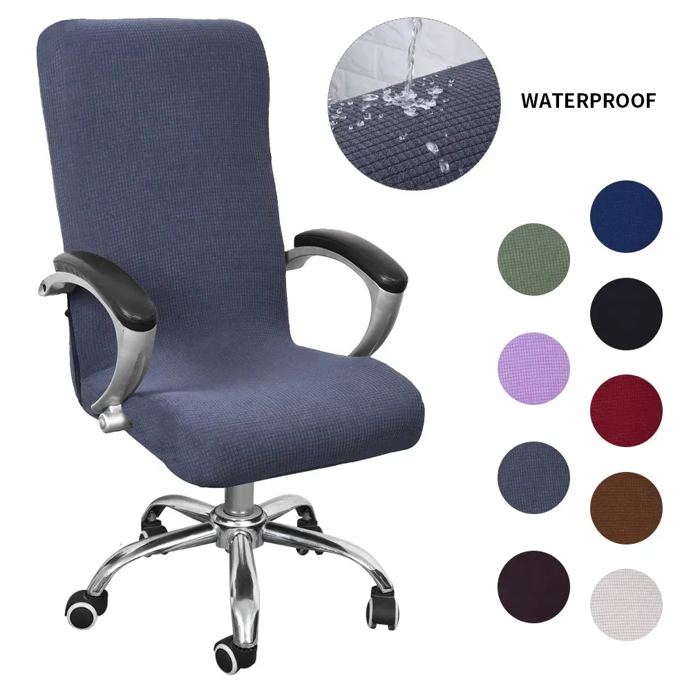 Stol täcker vattentät elastisk stol täcker anti-dirty roterande stretch office dator skrivbordstolstol omslag av borttagbara slipcovers s/m/l 231013