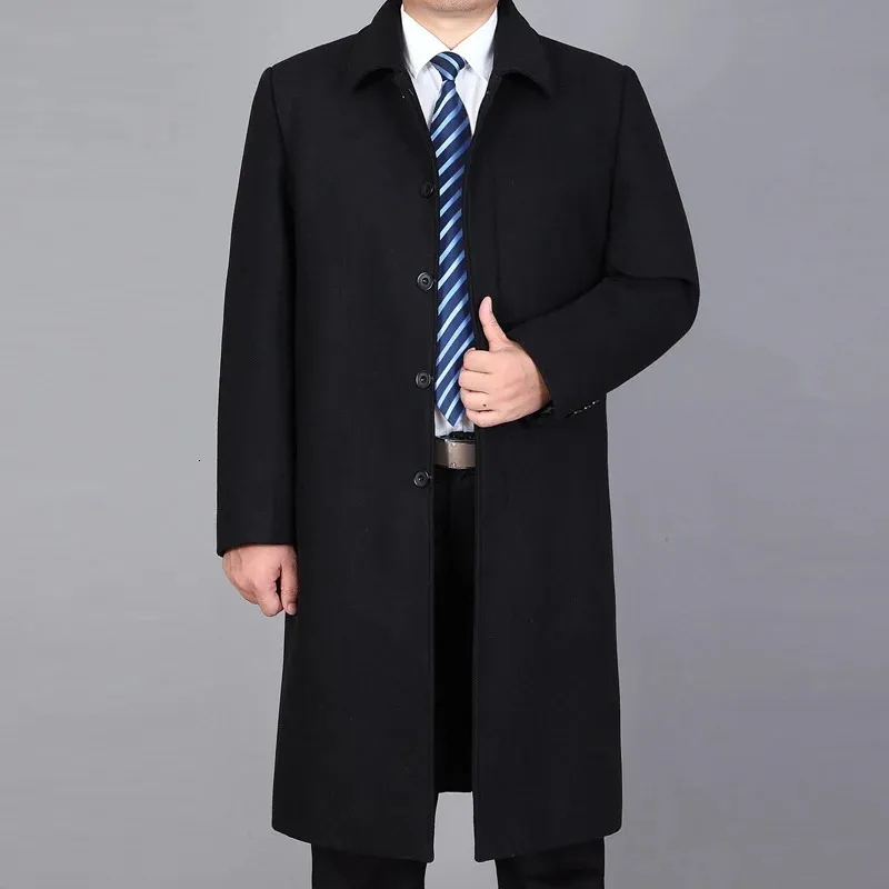 Men's Wool Blends 2023 Men Winter Long Coat Woolen Pea Jackets Autumn Mens Blend Overcoat Trench Man Jacket 231012