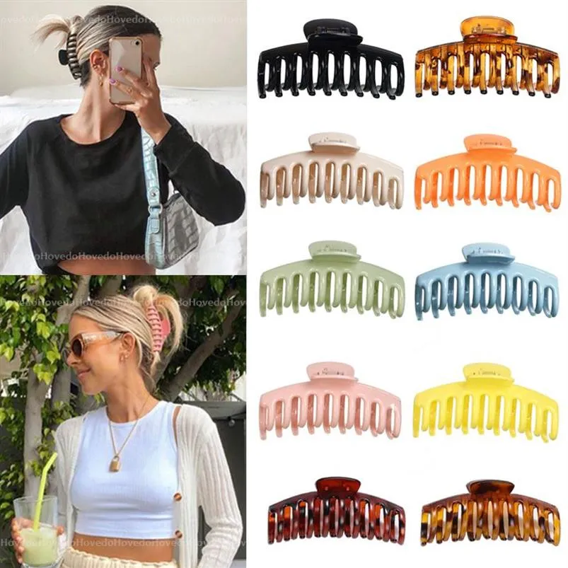 Solid Color Claw Clip barrettes Large Barrette Crab Hair Claws Bath Ponytail Clip For Women Girls Accessories Gift252N