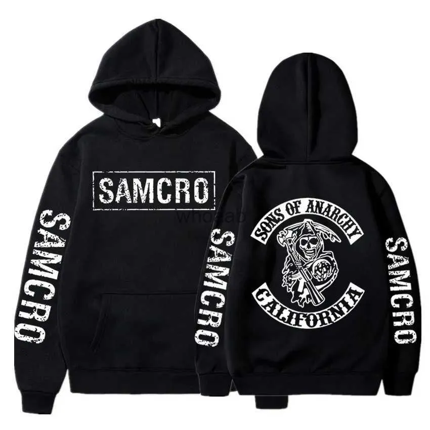 Herrtröjor tröjor söner till anarki samcro grafisk hoodie man streetwear vår höst män kvinnan hög kvalitet vintage rock punk hoodies tröja yq231013