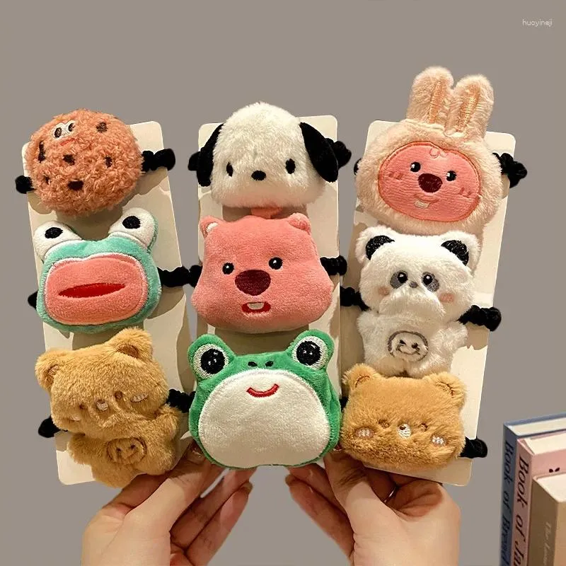 Hair Accessories Autumn Winter Plush Filling Sponge Cartoon Bear Frog Elastic Band For Girl Cute Soft Durable Bun Ponytail Ties