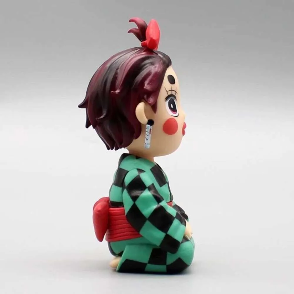 Mascot Costumes 10cm Anime Figure Demon Slayer Kimono Oiran Changes Head Shape Standing in Q Version Kneel Downfunny Tanjirou Toy Gift Model Pvc