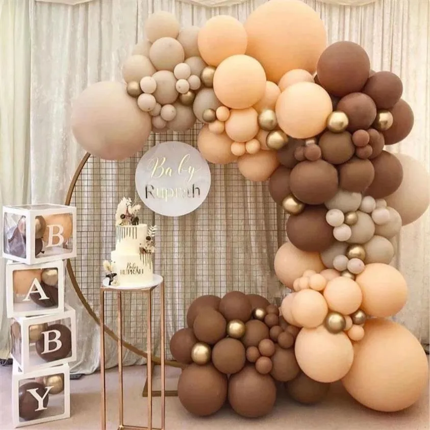 Dekoracja imprezowa 114pcs balony garland brązowa mama, aby być później balonem 5-18 cali baby shower wszystkiego najlepszego z okazji urodzin