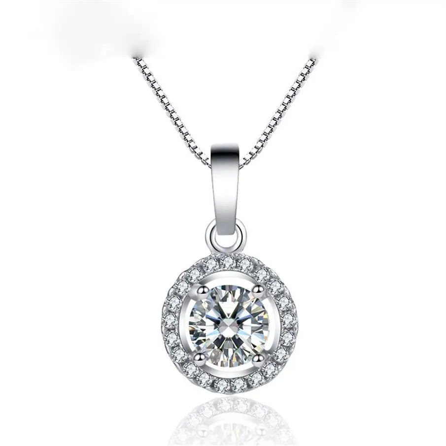 Luxury Circle Designer Big Diamond Pendant Halsband 925 Silver Cz Zircon Diamond Link Choker Korthalsband för kvinnor Jewe235w
