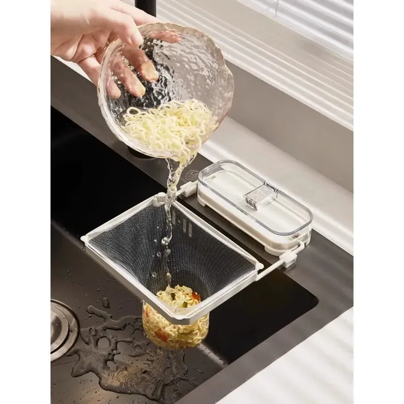 Disposable Kitchen Sink Filter Rack With Suction Cup Leftover Pocket