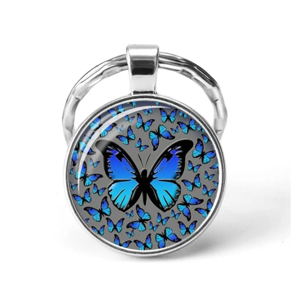 Porte-clés papillon Art Po verre Cabochon porte-clés mode cadeau 272D